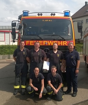 Die fünf neuen Maschinisten der Feuerwehr Asperg